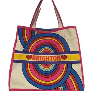 The Brighton Rainbow Canvas Tote Bag “Love to Be Bold” with Mermaid Pocket NWOT